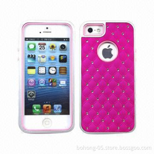 PC and Silicone Case for iPhone 5, Bottom Side Triple Gypsophila, Various Colors Available